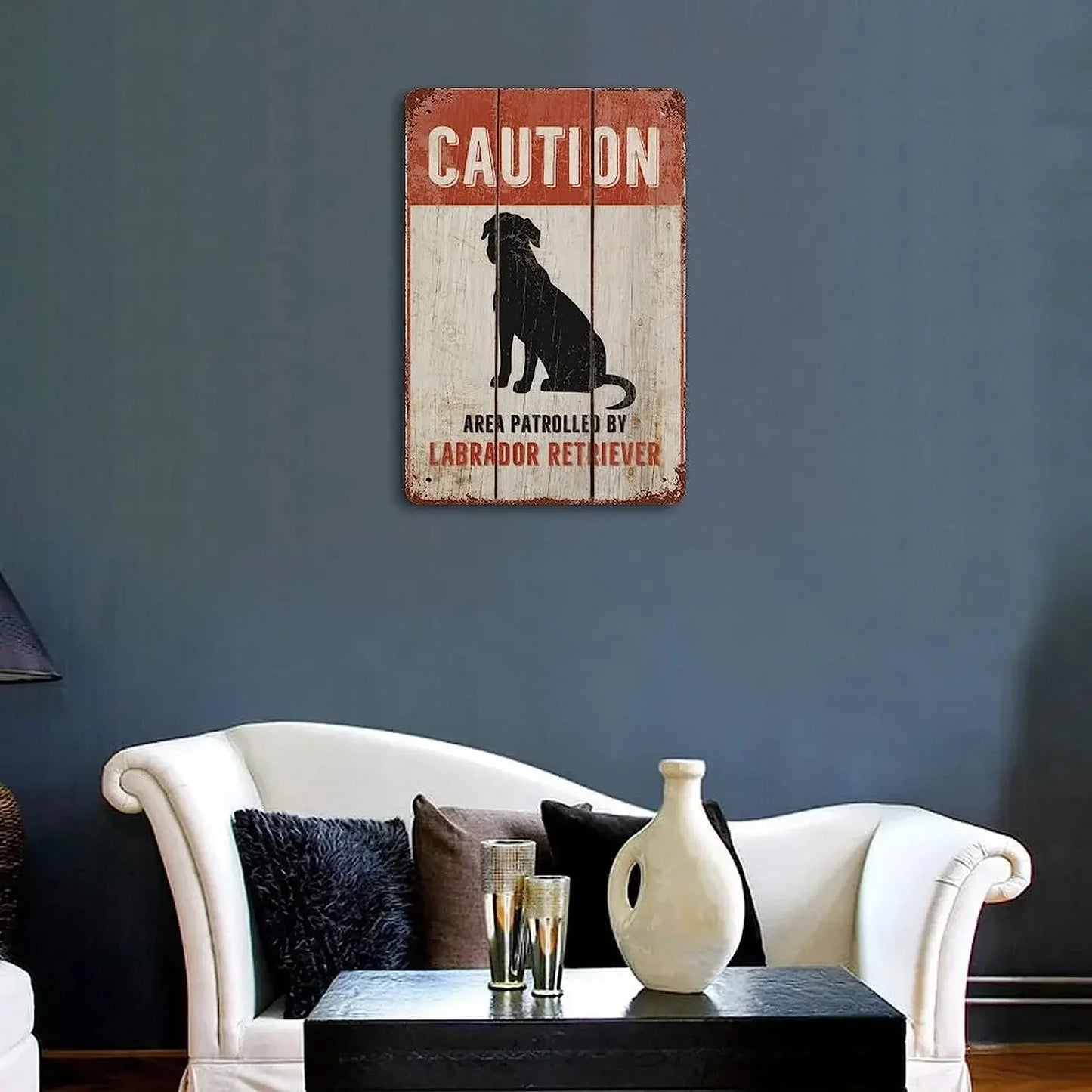 Safety Caution Sign Caution Area Patrolled by Labrador Retriever Dog Sign Metal Aluminum Sign Outdoor