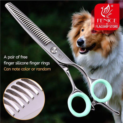 Fenice Professional Japan 440c 6.5 inch pet dog grooming thinning scissors toothed blade shears thinning rate about 35% - Pampered Pets