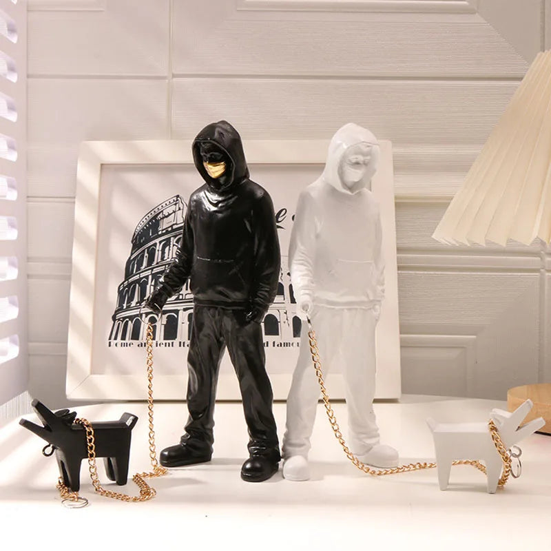 Banksy Statue The Man and Dog Sculpture Street Modern Pop Art Living Room Shelf Office Home Bar Decoration Collections Gift