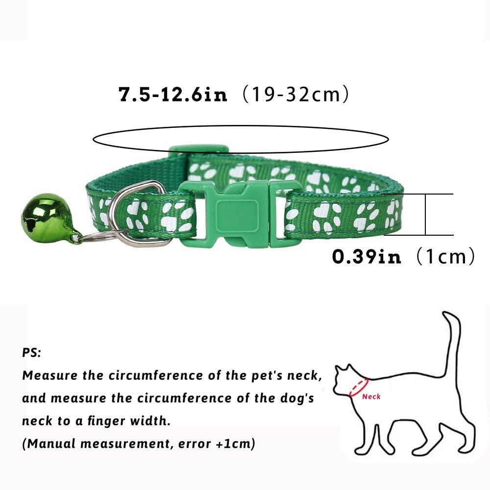 Pet Collar With Bell Cartoon Footprint Colorful Dog Puppy Cat Accessories Kitten Collar Adjustable Safety Bell Ring Necklace Pet - Pampered Pets