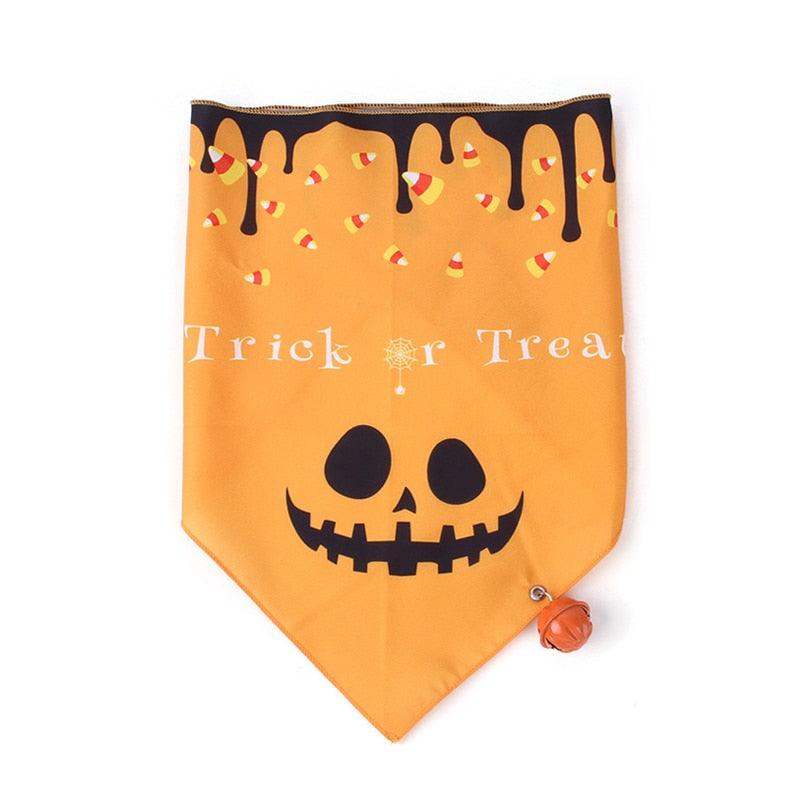 Halloween Pet Scarf Pumpkin Dog Bandana with Bell Funny Dog Cat Triangle Towel Witch Puppy Bibs Dress Up Halloween Pet Supplies - Pampered Pets