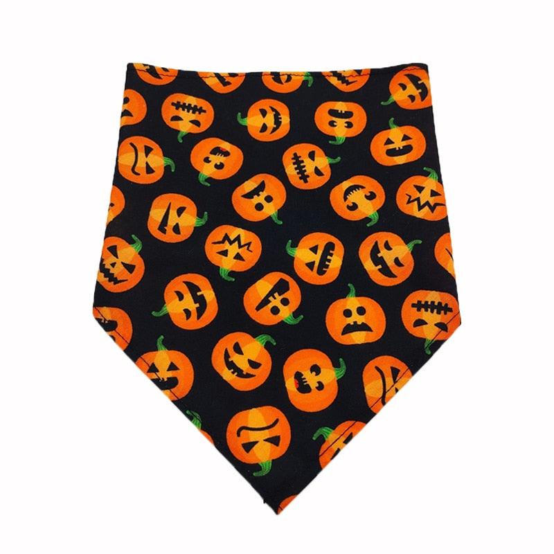 Halloween Pet Scarf Pumpkin Dog Bandana with Bell Funny Dog Cat Triangle Towel Witch Puppy Bibs Dress Up Halloween Pet Supplies - Pampered Pets