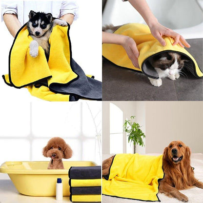 Quick-drying Dog and Cat Towels Soft Fiber Towels Absorbent Bath Towel Pet Bathrobe Convenient Cleaning Towel Dog Accessories - Pampered Pets