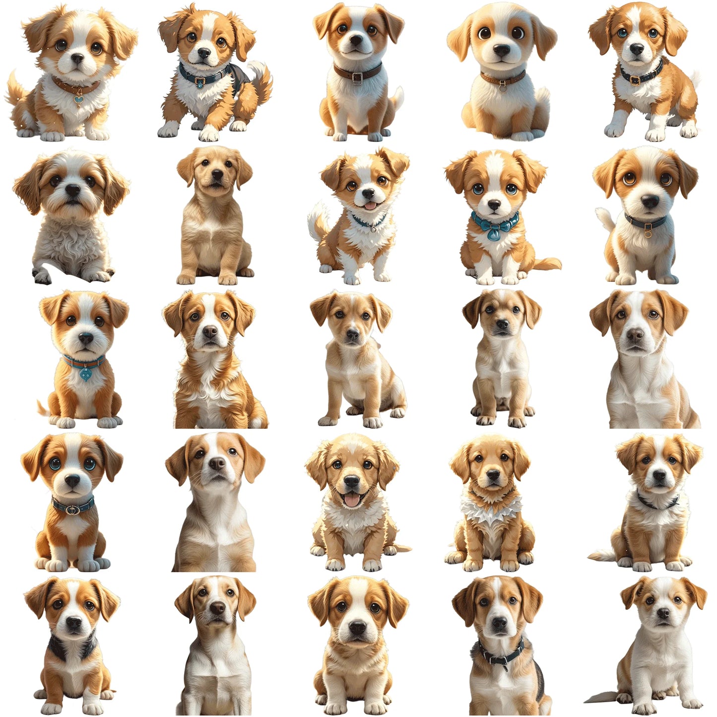 50pcs Puppy Illustrations Stickers Set | Cute Dogs for Laptops and Water Bottles 50pcs Cute Puppy Illustrations Stickers