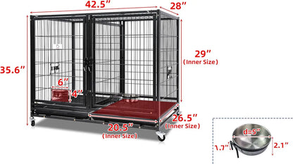 Homey Pet 36 Inch Dog Crate Stackable, Connectable Indestructible Dog Kennel Indoor Cage Medium Sized, Metal Wire