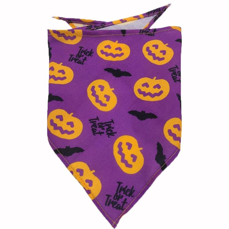 Halloween Pet Scarf Pumpkin Dog Bandana with Bell Funny Dog Cat Triangle Towel Witch Puppy Bibs Dress Up Halloween Pet Supplies - Pampered Pets