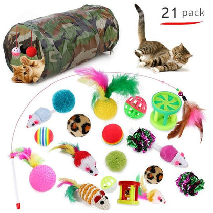 Cat Pets Toys Mouse Shape Balls Foldable Cat Kitten Play Tunnel Funny Cat Stick Mouse Supplies Simulation Fish Cat Accessories - Pampered Pets