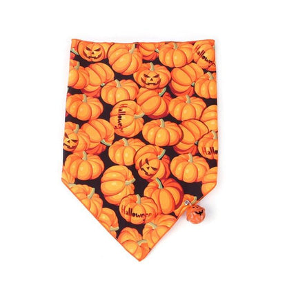 Halloween Pet Scarf Pumpkin Dog Bandana with Bell Funny Dog Cat Triangle Towel Witch Puppy Bibs Dress Up Halloween Pet Supplies - Pampered Pets