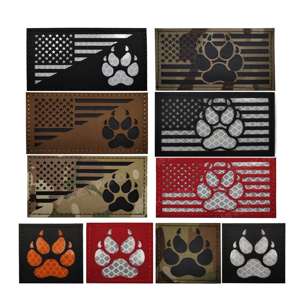 Outdoor Dog Claw Bag with Badge Infrared American Flag K9 Dog Claw K-9 Tactical Morale Fastener Patch