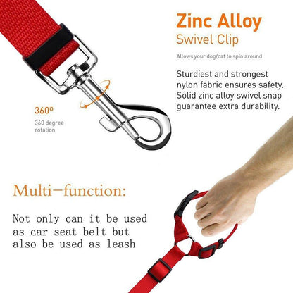 Two-in-one Nylon Adjustable Dogs Harness Collar Pet dog Accessories Pet Car Seat Belt Lead Leash Backseat Safety Belt - Pampered Pets