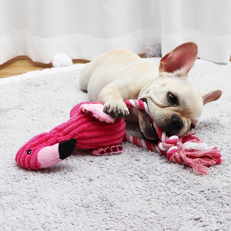 Plush Flamingo Pet Squeaky Toys for Small Dogs Clean Teeth Puppy Dog Chew Toy Squeak Pets Accessories Dog Supplies Octopus Chick - Pampered Pets