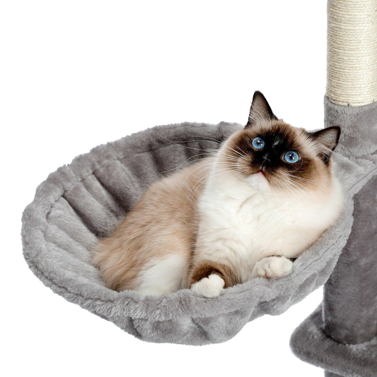 Cat Tree Towel Scratching Sisal Post Multi-Level Pet Climbing Tree with Hammock Bed Cat Ladder Extra Large Perch with Toy Ball - Pampered Pets