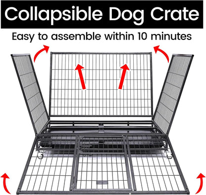 Pet 12 Pack 43" Stackable or Non-Stackable Heavy Duty Cage W/Feeding Door, Casters and Tray 12x Folding Cage easy cleaning