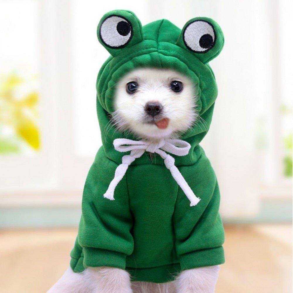 Pet Dog Hoodie-Dog Basic Sweater Coat Cute Frog Shape Warm Winter Jacket Cat Cold Weather Clothes Outfit Outerwear Dog Halloween - Pampered Pets