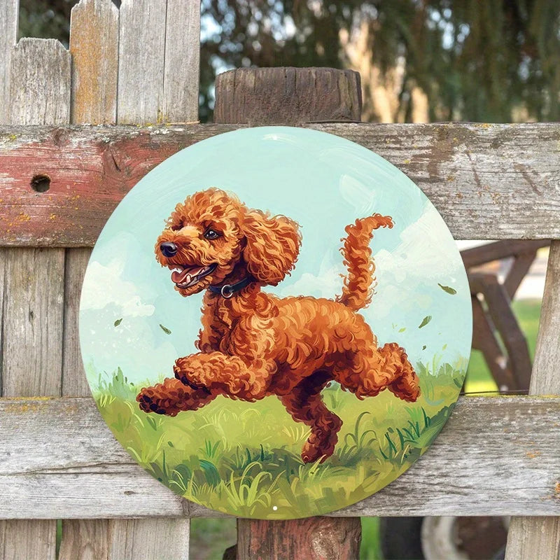 2D Painting Circular Dog Sign, Decorative Poster for Living Room, Wall, Funny Home Decor, Best as Unique Gifts