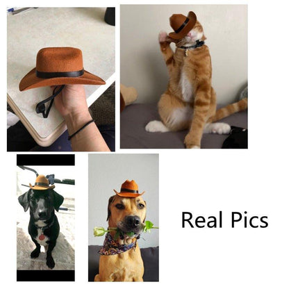 Pet Hat Dog Cat Western Cowboy Hat Halloween Pet Triangle Scarf Universal Funny Retro Photo Prop Dog Accessories Doll Decoration - Pampered Pets