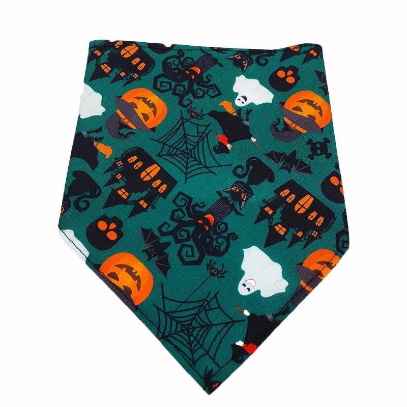 Halloween Pet Scarf Pumpkin Dog Bandana with Bell Funny Dog Cat Triangle Towel Witch Puppy Bibs Dress Up Halloween Pet Supplies - Pampered Pets