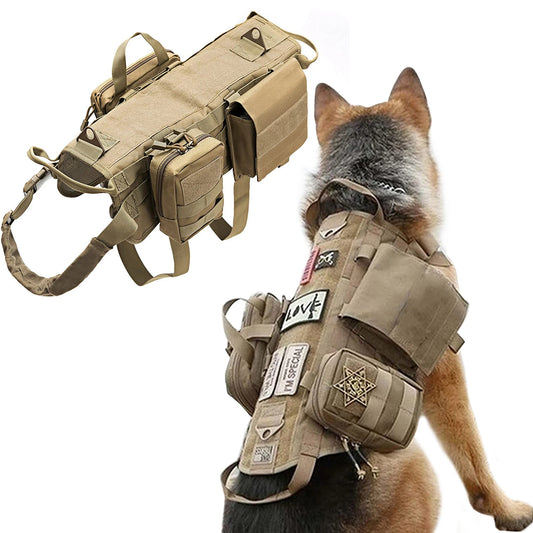 Tactical Dog Harness Military Pet German Shepherd K9 Pet Outdoor Training Vest with Pouches Molle for Small Medium Large Dogs