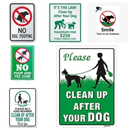 Please Be Respectful Sign No Dog Pooping or Peeing Sign for Yard，Only tin brand without any accessories