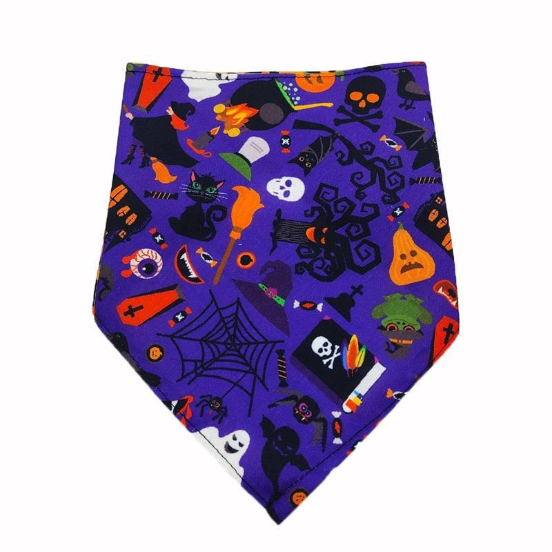 Halloween Pet Scarf Pumpkin Dog Bandana with Bell Funny Dog Cat Triangle Towel Witch Puppy Bibs Dress Up Halloween Pet Supplies - Pampered Pets