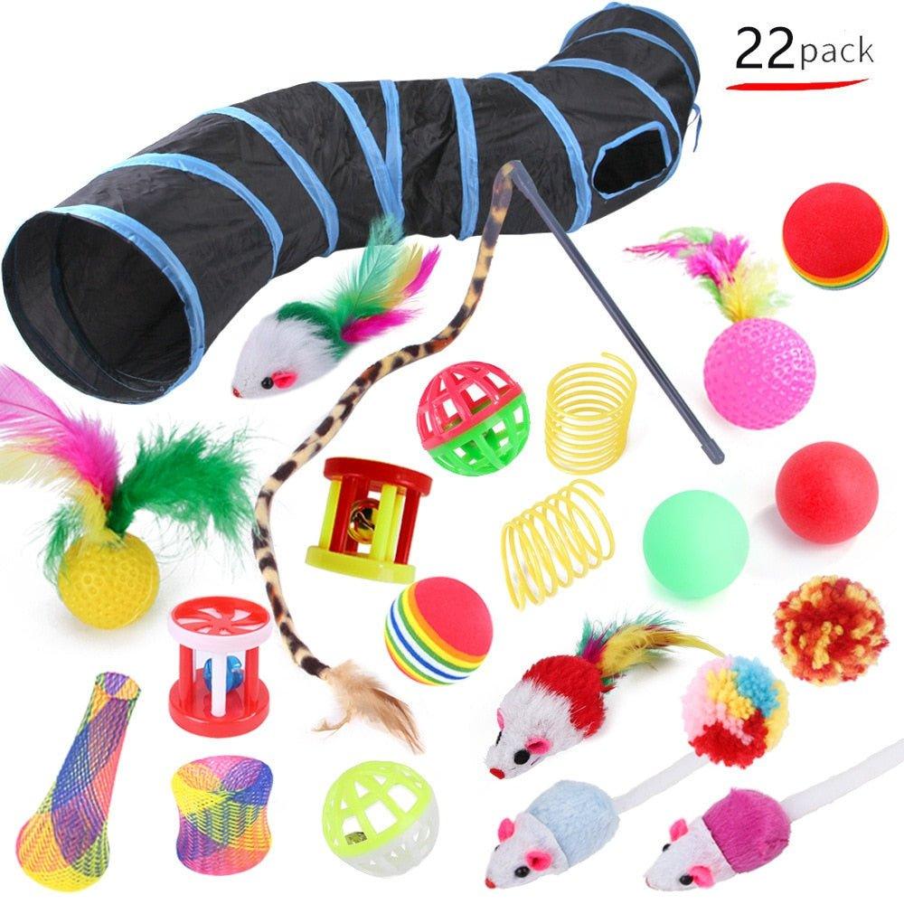 Cat Pets Toys Mouse Shape Balls Foldable Cat Kitten Play Tunnel Funny Cat Stick Mouse Supplies Simulation Fish Cat Accessories - Pampered Pets