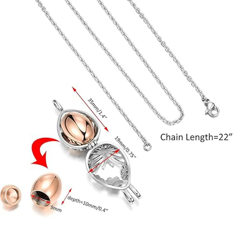 Urn Cremation Necklace Ashes Urn Memorial Locket Pendant Hollow Butterfly Flower Keepsake Cremation Jewelry for Women Man