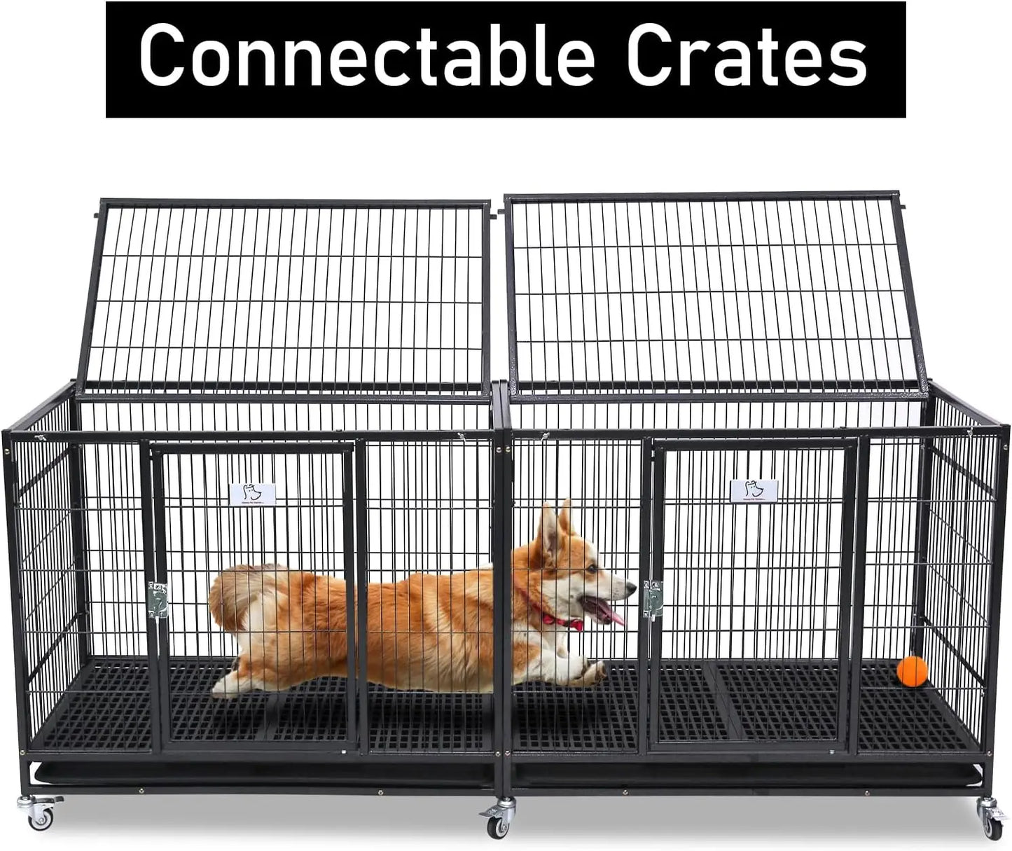 Homey Pet 36 Inch Dog Crate Stackable, Connectable Indestructible Dog Kennel Indoor Cage Medium Sized, Metal Wire