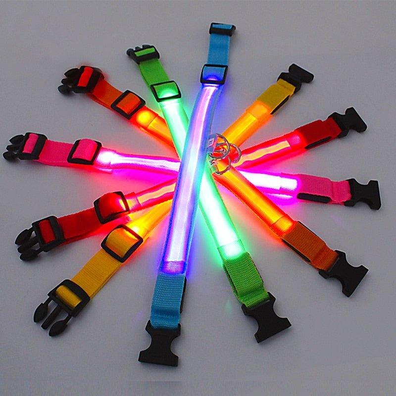 LED Glowing Dog Collar Adjustable Flashing Rechargea Luminous Collar Night Anti-Lost Dog Light HarnessFor Small Dog Pet Products - Pampered Pets