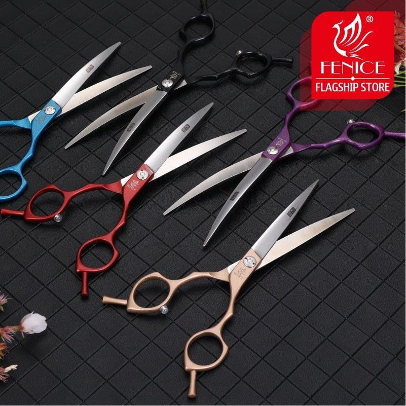 Fenice 6.5/7.0 inch Colorful Professional Pets Grooming Scissors Curved Dogs Hair Cutting Shear Japan 440C - Pampered Pets