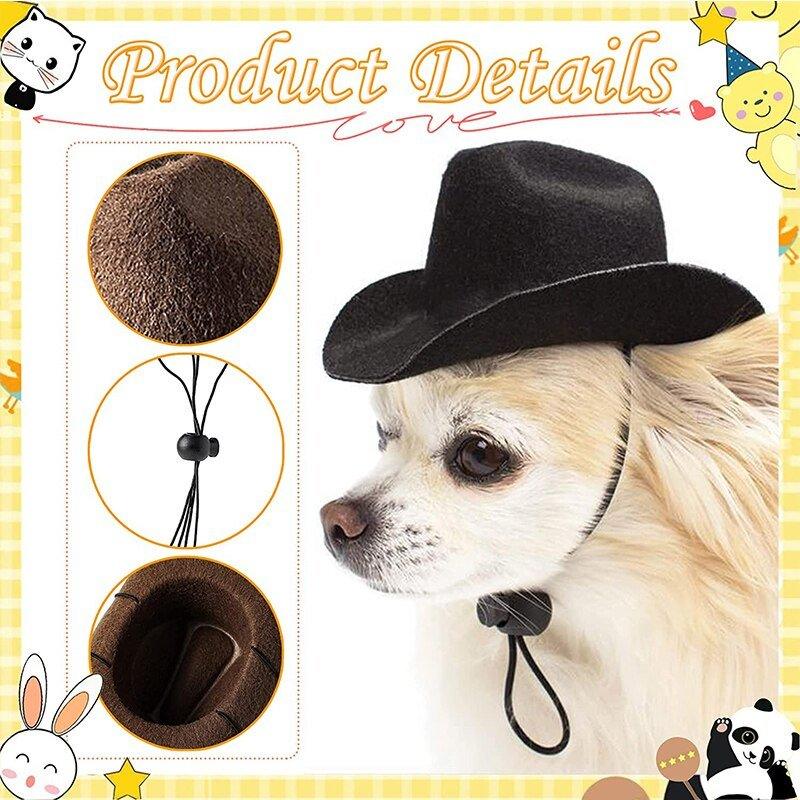 Pet Cowboy Costume Hat and Bandana Funny Dog Cat West Cowboy Hats Pet Halloween Birthday Party Cosplay Grooming Accessories - Pampered Pets