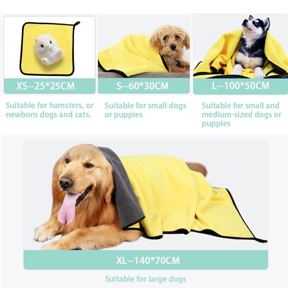 Quick-drying Dog and Cat Towels Soft Fiber Towels Absorbent Bath Towel Pet Bathrobe Convenient Cleaning Towel Dog Accessories - Pampered Pets