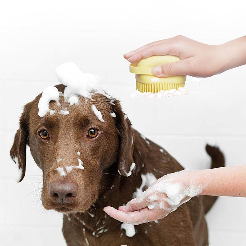 Bathroom Puppy Dog Cat Bath Massage Gloves Brush - Pampered Pets