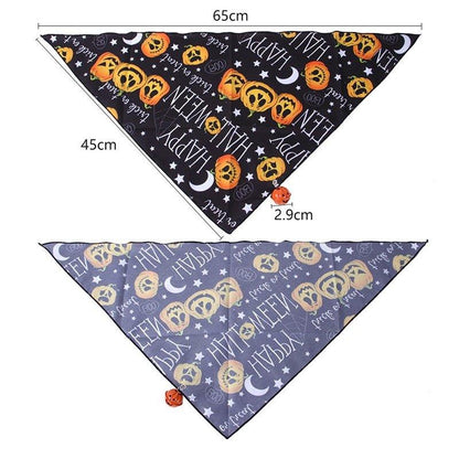 Halloween Pet Scarf Pumpkin Dog Bandana with Bell Funny Dog Cat Triangle Towel Witch Puppy Bibs Dress Up Halloween Pet Supplies - Pampered Pets