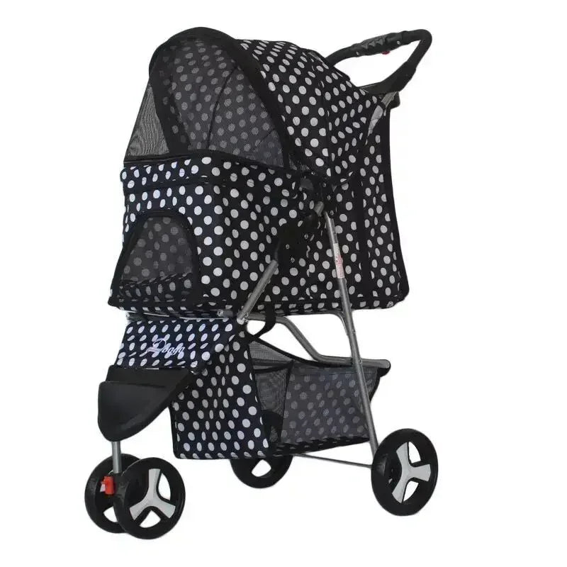 Lightweight Folding Pet Trolley Cat, Dog and Cart Three-wheeled Pet Cart Go Out Cart Supplies Stroller