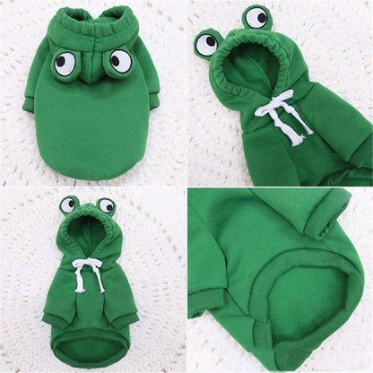 Pet Dog Hoodie-Dog Basic Sweater Coat Cute Frog Shape Warm Winter Jacket Cat Cold Weather Clothes Outfit Outerwear Dog Halloween - Pampered Pets