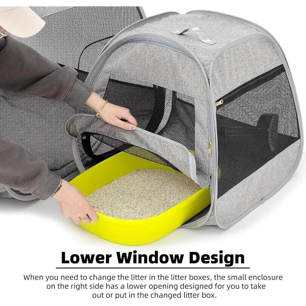 Portable Cat Playpen, Trapezoidal Design for Better Standing, Foldable Pet Tent, Dog Play Enclosure with Removable Bottom - Pampered Pets