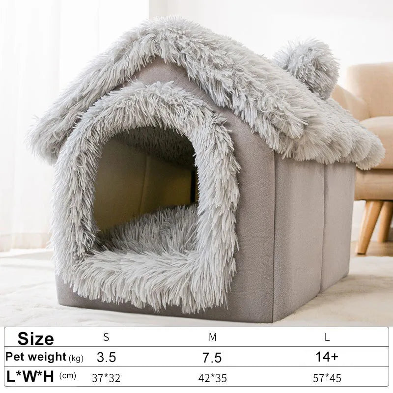 Foldable Cat House Sleep Bed  Warm Cave Dog Kennel Removable Cushion Cave Soft Washable Huts Sofa for Cats Kittens Puppy Nest