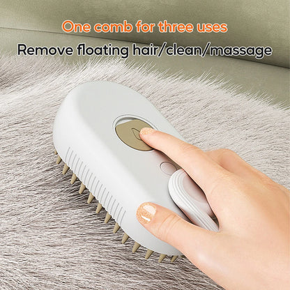 3 in 1 Pet Electric Steam Brush Cat and Dog Cleaning Spray Massage Grooming Comb Retractable Handle Pet Hair Removal BeautyBrush