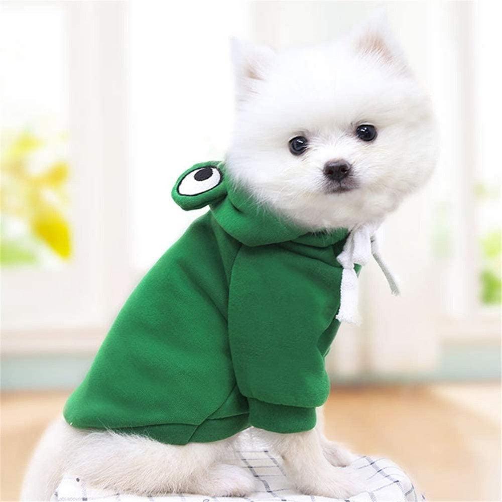 Pet Dog Hoodie-Dog Basic Sweater Coat Cute Frog Shape Warm Winter Jacket Cat Cold Weather Clothes Outfit Outerwear Dog Halloween - Pampered Pets