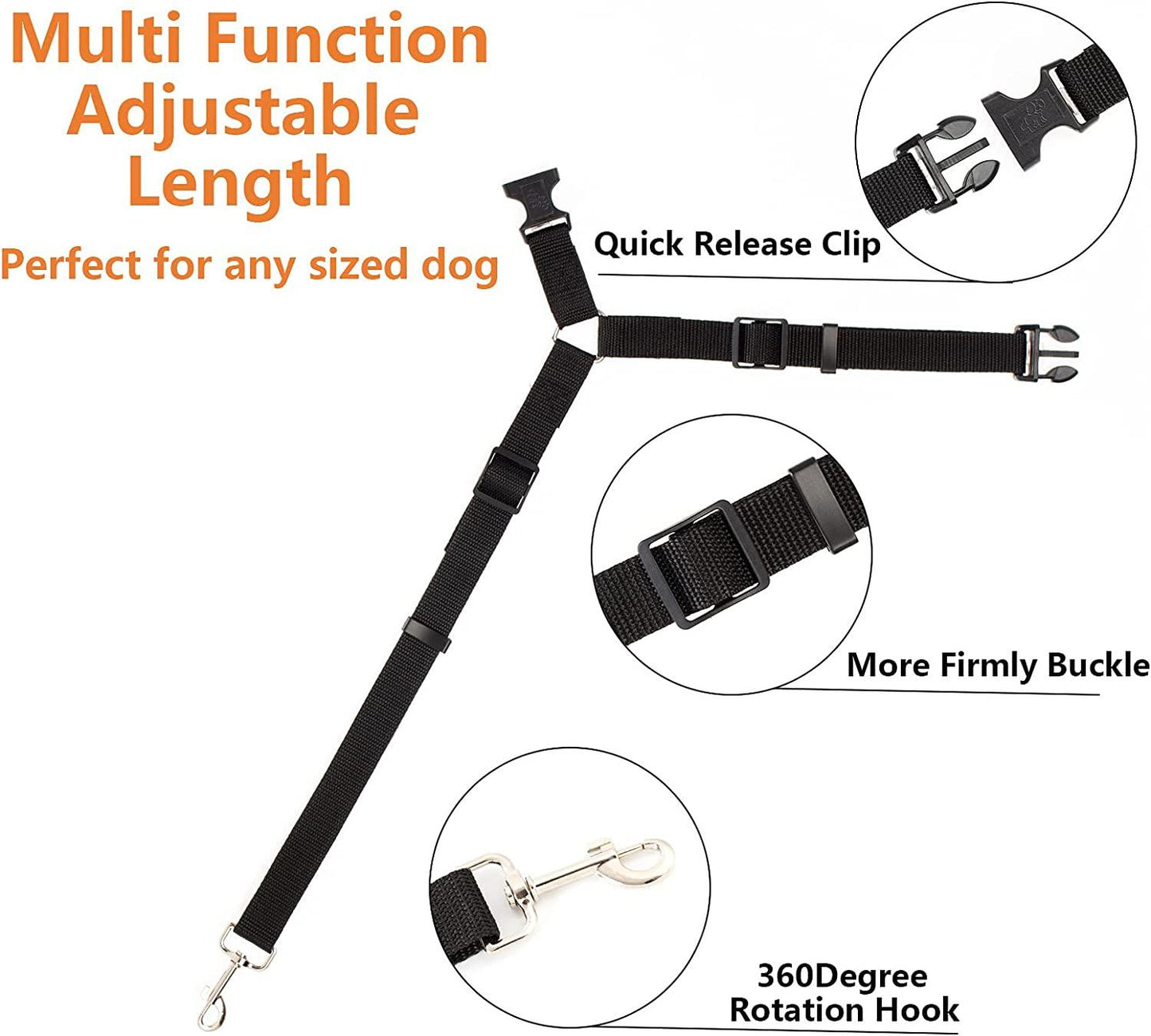 Two-in-one Nylon Adjustable Dogs Harness Collar Pet dog Accessories Pet Car Seat Belt Lead Leash Backseat Safety Belt - Pampered Pets