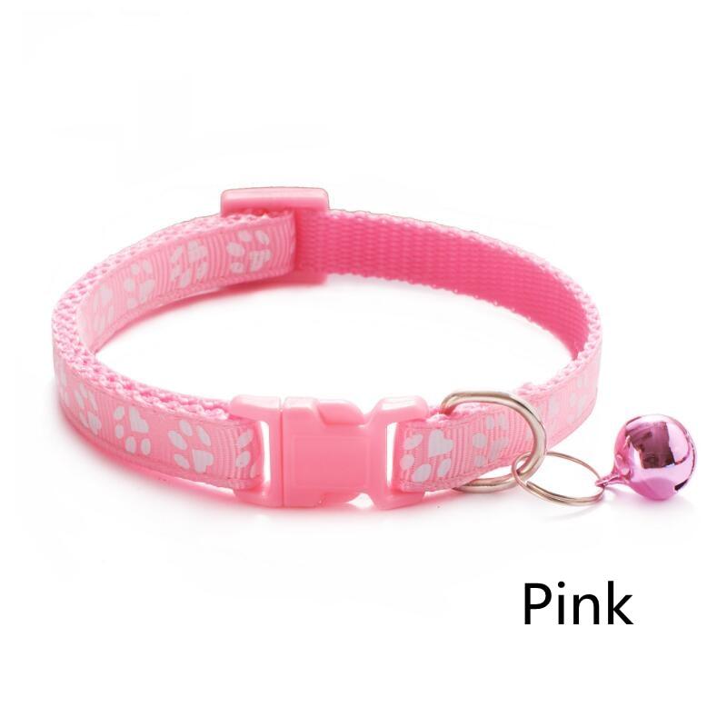 Pet Collar With Bell Cartoon Footprint Colorful Dog Puppy Cat Accessories Kitten Collar Adjustable Safety Bell Ring Necklace Pet - Pampered Pets