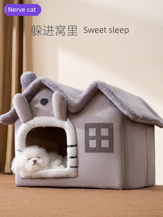 Pet House Warm Soft Dog Bed Cat Nest Kennel
