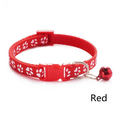 Pet Collar With Bell Cartoon Footprint Colorful Dog Puppy Cat Accessories Kitten Collar Adjustable Safety Bell Ring Necklace Pet - Pampered Pets