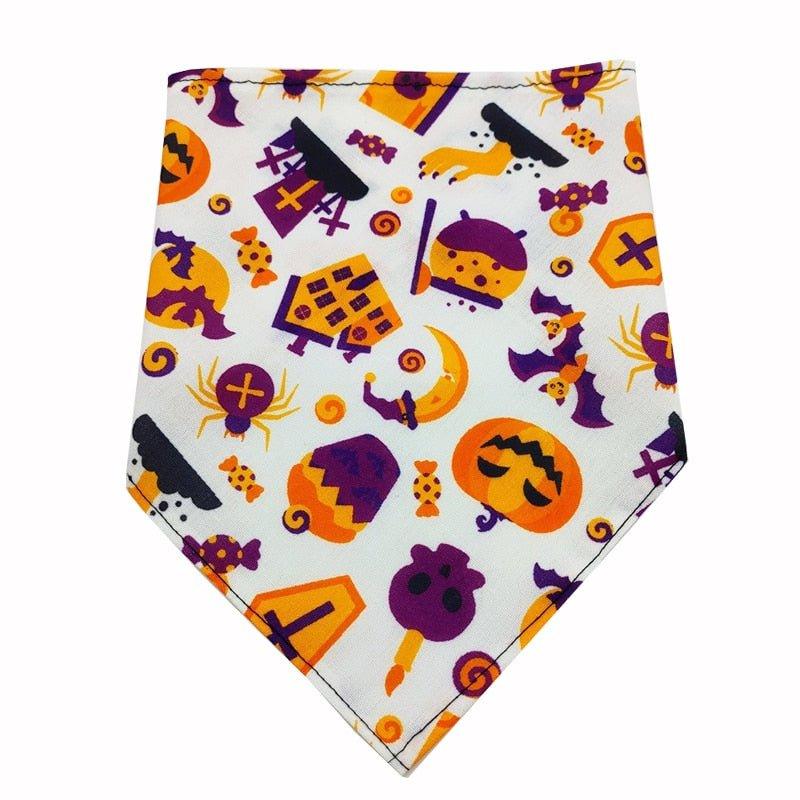 Halloween Pet Scarf Pumpkin Dog Bandana with Bell Funny Dog Cat Triangle Towel Witch Puppy Bibs Dress Up Halloween Pet Supplies - Pampered Pets