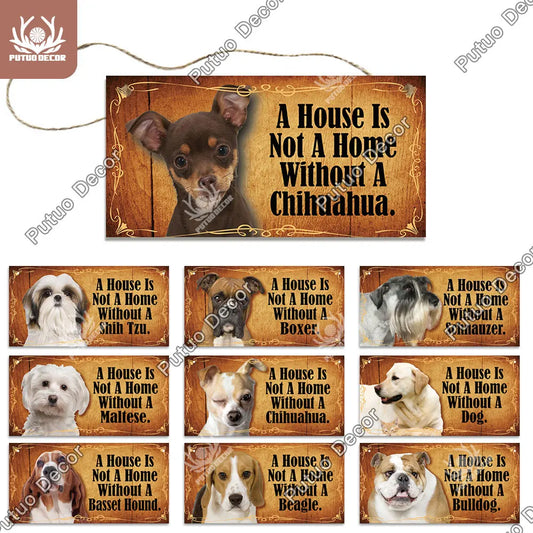 Putuo Decor-Wood Plaque for Dog, Hanging Sign, Wooden Plaque, House Decoration, Dog Kennel