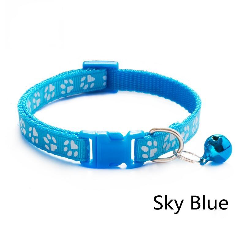 Pet Collar With Bell Cartoon Footprint Colorful Dog Puppy Cat Accessories Kitten Collar Adjustable Safety Bell Ring Necklace Pet - Pampered Pets