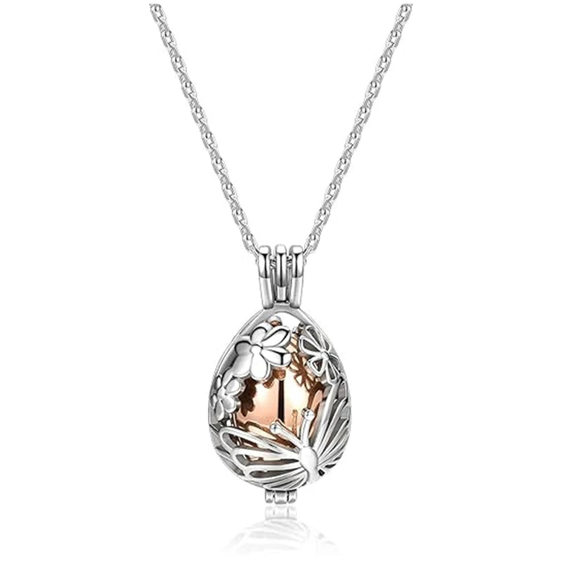 Urn Cremation Necklace Ashes Urn Memorial Locket Pendant Hollow Butterfly Flower Keepsake Cremation Jewelry for Women Man