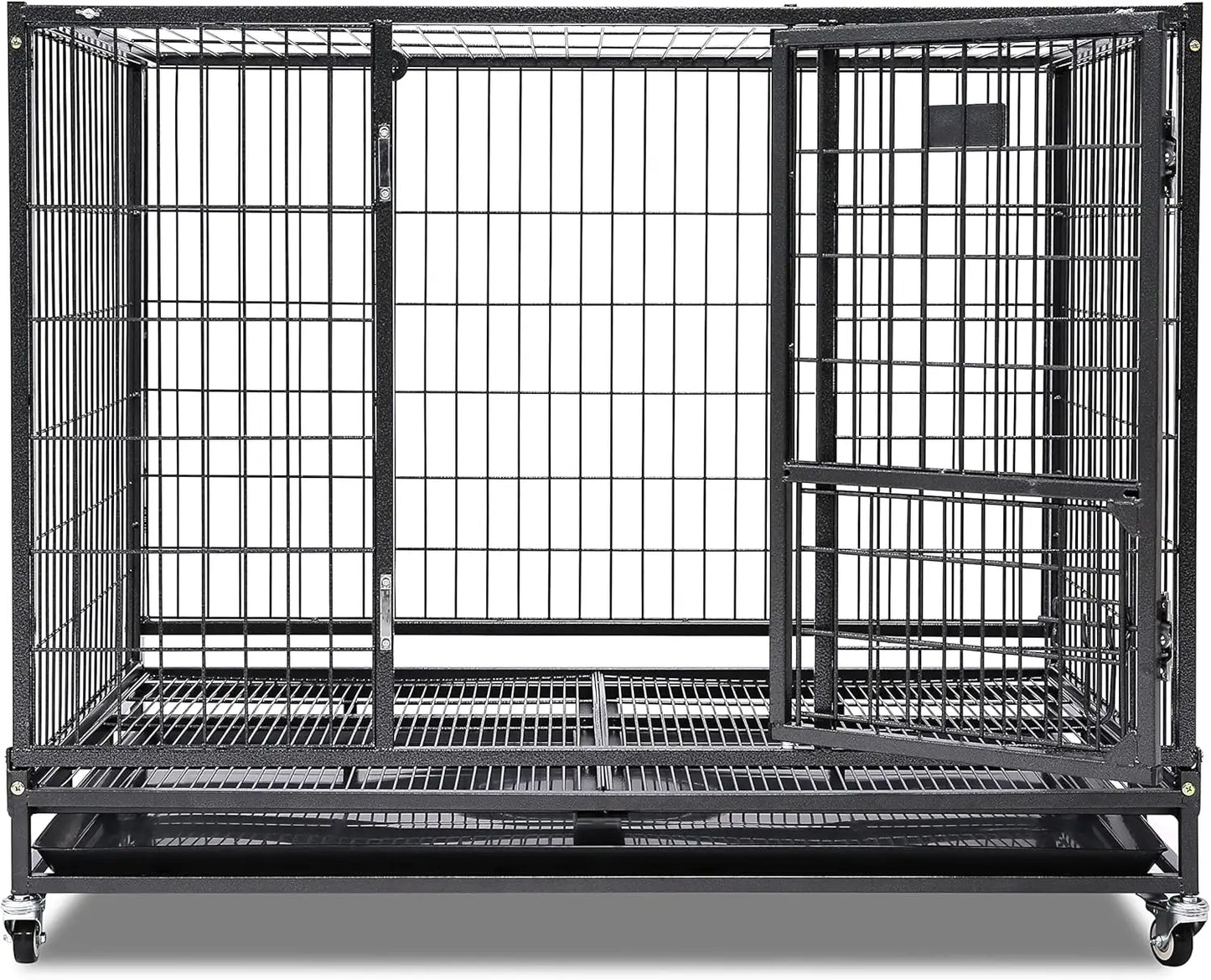 Homey Pet 36 Inch Dog Crate Stackable, Connectable Indestructible Dog Kennel Indoor Cage Medium Sized, Metal Wire