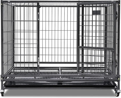 Homey Pet 36 Inch Dog Crate Stackable, Connectable Indestructible Dog Kennel Indoor Cage Medium Sized, Metal Wire