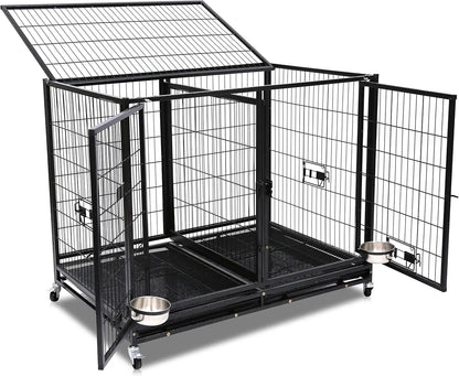 Homey Pet 36 Inch Dog Crate Stackable, Connectable Indestructible Dog Kennel Indoor Cage Medium Sized, Metal Wire